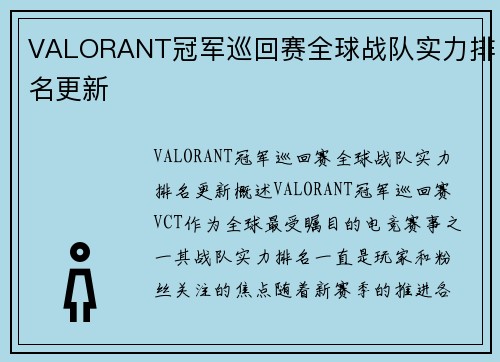 VALORANT冠军巡回赛全球战队实力排名更新